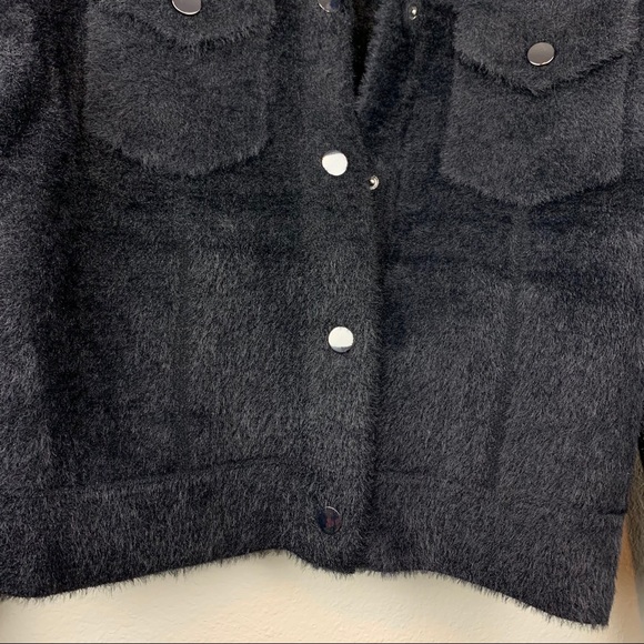 Tahari Wool Fuzzy Teddy Soft Moto Jacket Blazer Soft - Picture 4 of 8